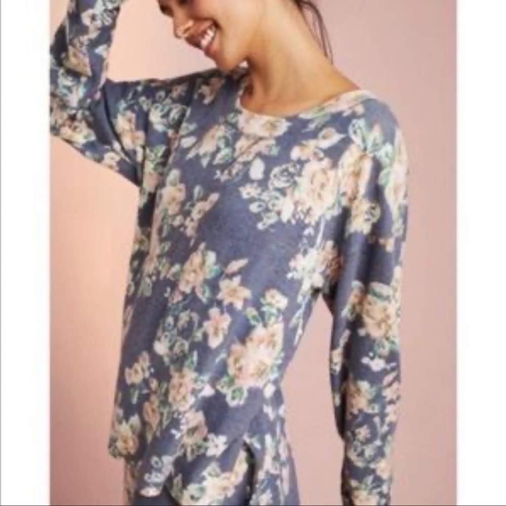 Floreat Loved by Anthropologie brushed floral lounge shirt